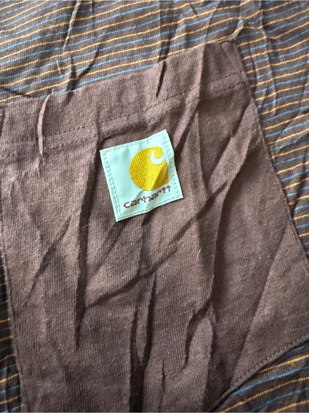 Carhartt Brown Short Sleeve Tee with Yellow Logo Patch